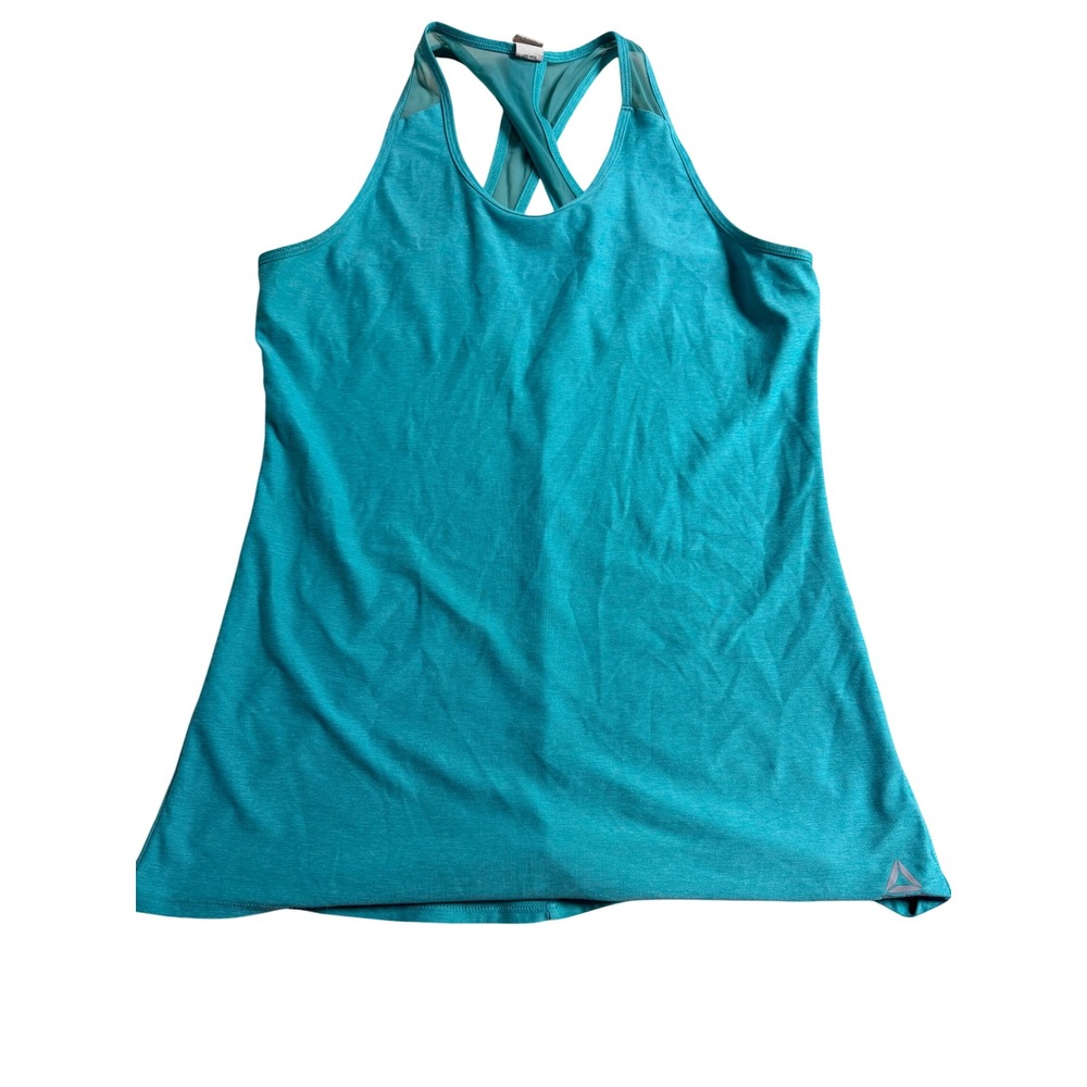 Reebok Womens Teal Heather Mesh Racerback Activewear Tank Top Size S RN 104141